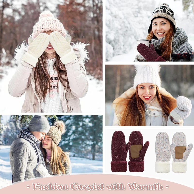 Zando Winter Warm Mittens for Women - Thick Knitted Gloves with Soft Lining - Cold Weather Accessories & Gifts - Image 5